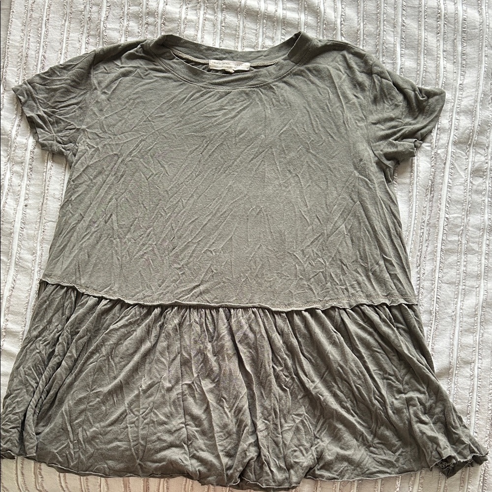 Truly Madly Deeply Forest Green Short Sleeve Peplum Top